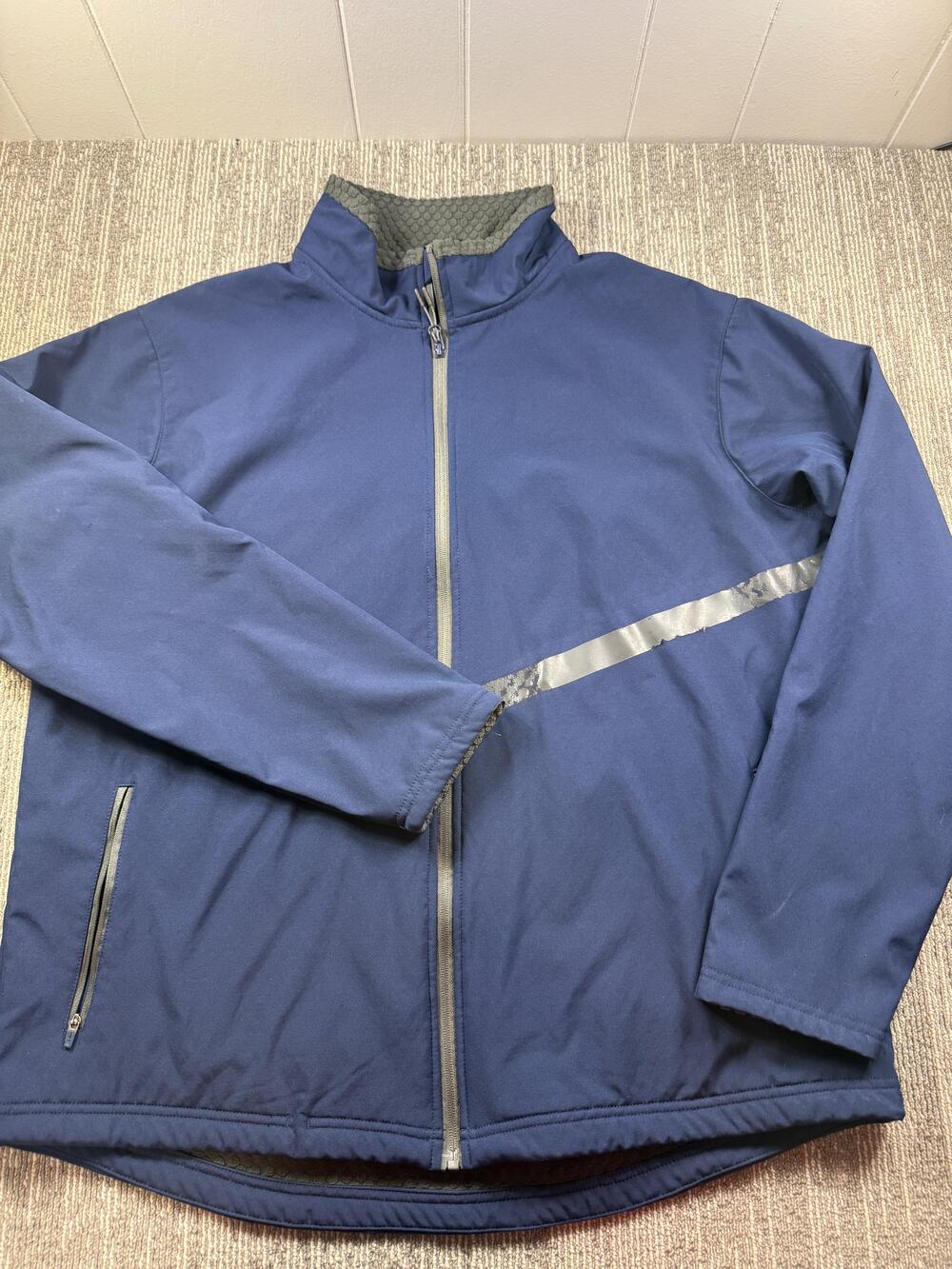 Holloway Track Jacket Mens XL Blue Full Zip Reflective Softshell Lined Running